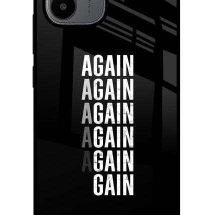 Again Again Gain Redmi A1/A2 Glass Case Back Cover by Casekaro