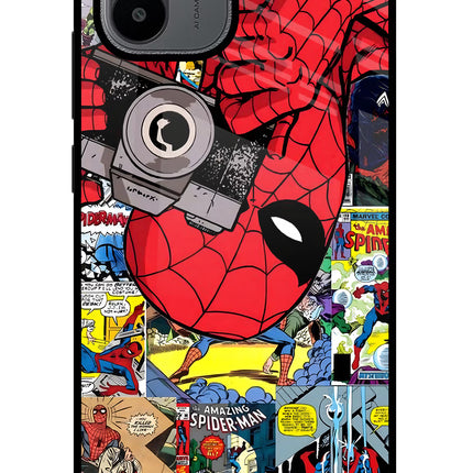 Spider Man Redmi A1/A2 Glass Case Back Cover by Casekaro