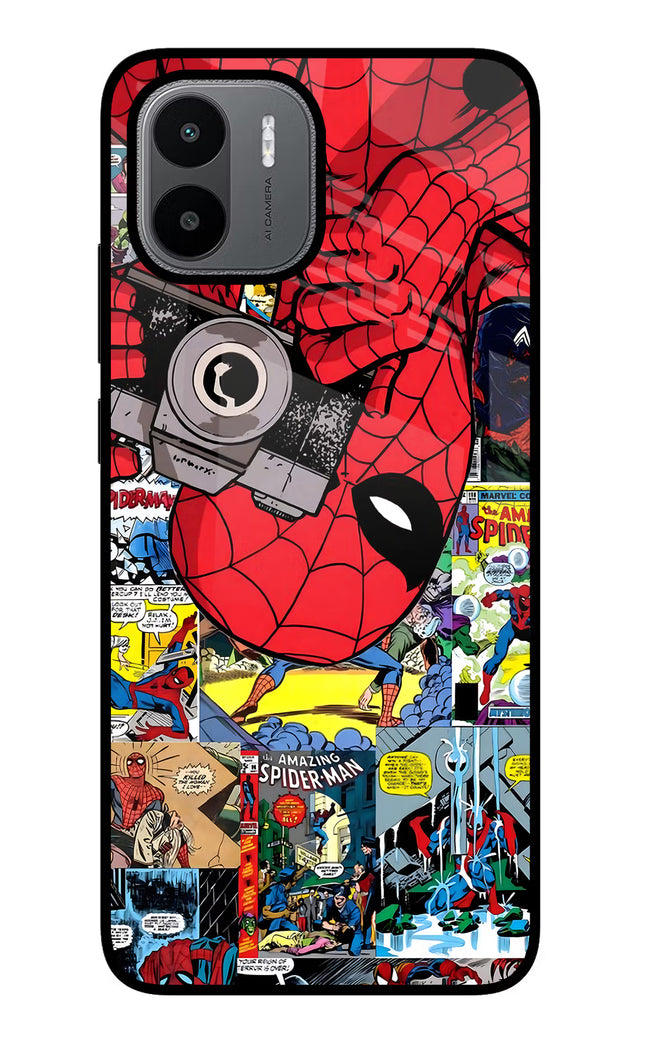 Spider Man Redmi A1/A2 Glass Case Back Cover by Casekaro