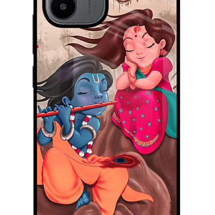 Radhe Krishna Redmi A1/A2 Glass Case Back Cover by Casekaro