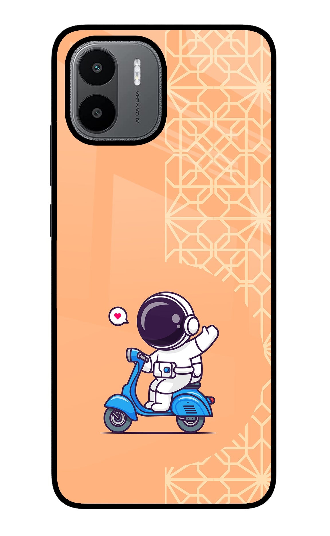 Cute Astronaut Riding Redmi A1/A2 Glass Case