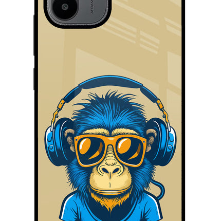 Monkey Headphone Redmi A1/A2 Glass Case Back Cover by Casekaro