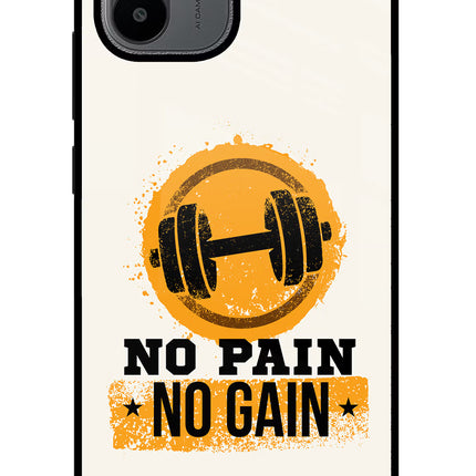 No Pain No Gain Redmi A1/A2 Glass Case Back Cover by Casekaro
