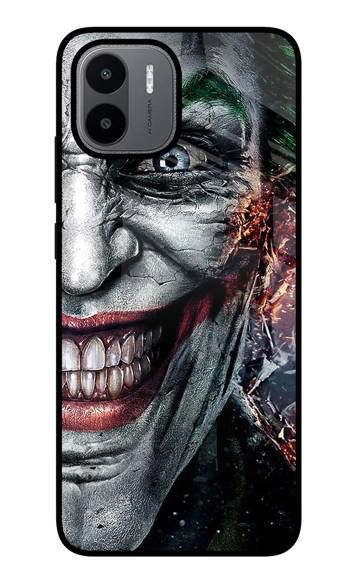 Joker Cam Redmi A1/A2 Glass Case Back Cover by Casekaro