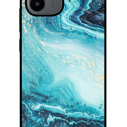 Blue Glitter Marble Redmi A1/A2 Glass Case