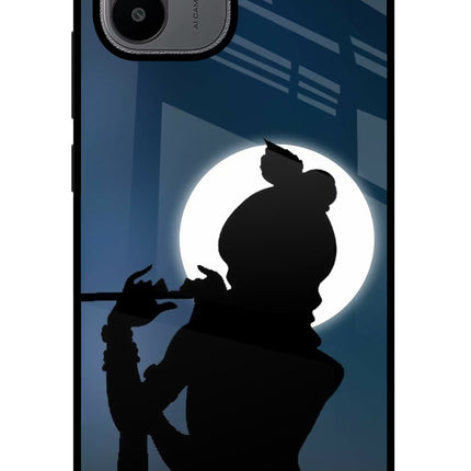 Shri Krishna Silhouette Redmi A1/A2 Glass Case Back Cover by Casekaro
