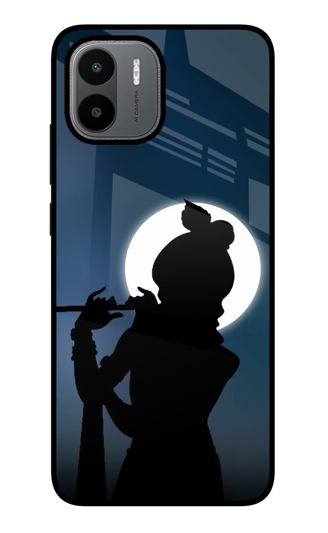 Shri Krishna Silhouette Redmi A1/A2 Glass Case Back Cover by Casekaro