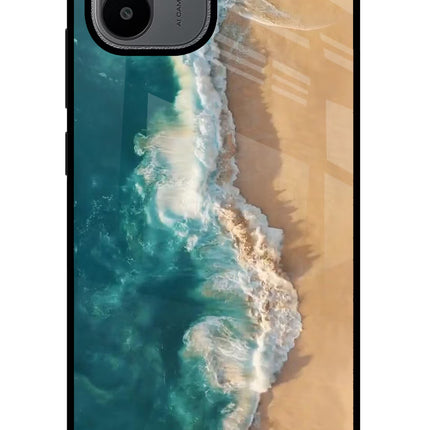Ocean Beach Redmi A1/A2 Glass Case Back Cover by Casekaro
