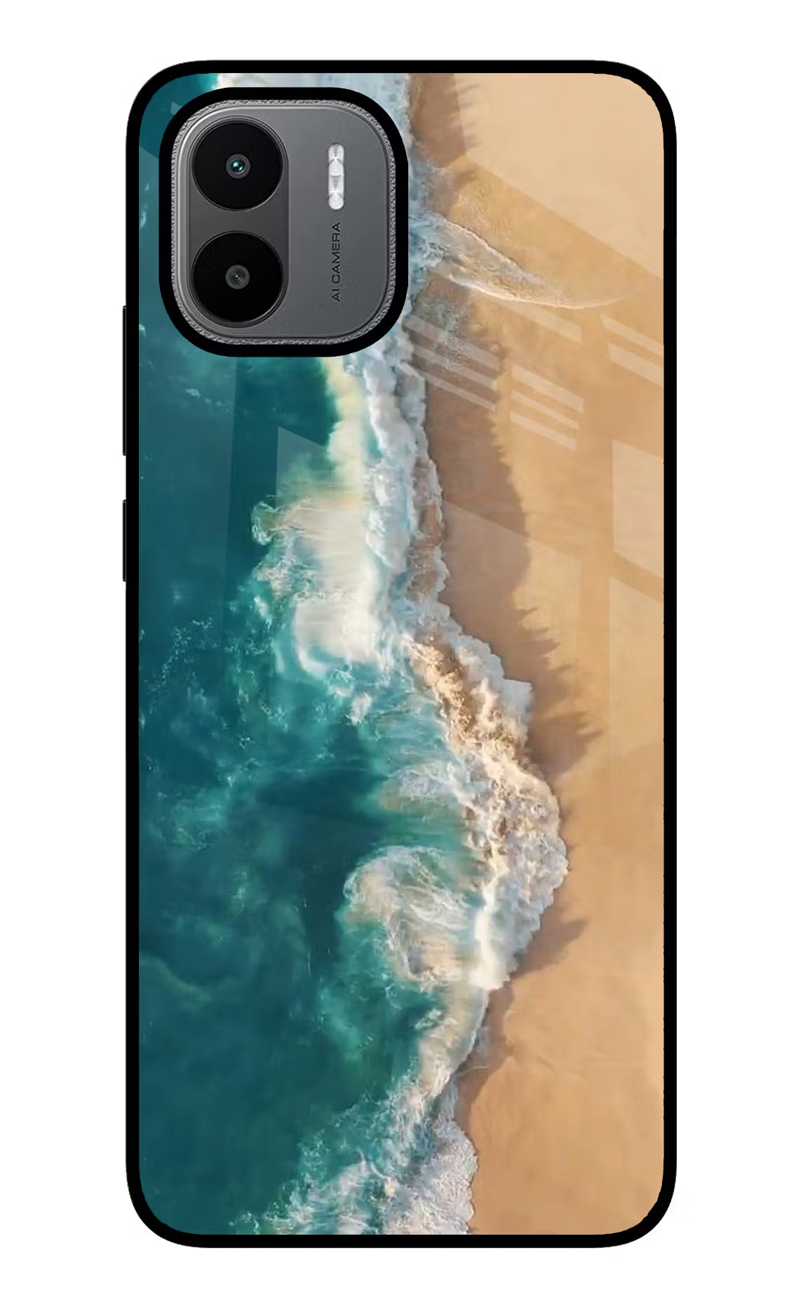 Ocean Beach Redmi A1/A2 Glass Case Back Cover by Casekaro