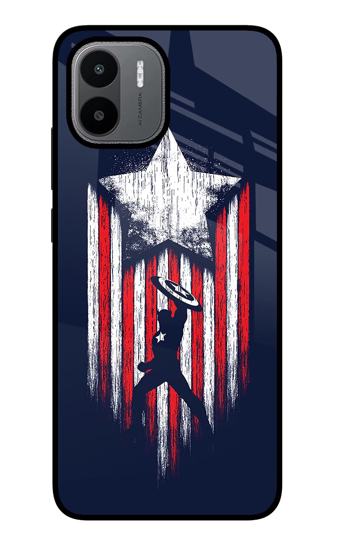 Captain America Marvel Art Redmi A1/A2 Glass Case Back Cover by Casekaro