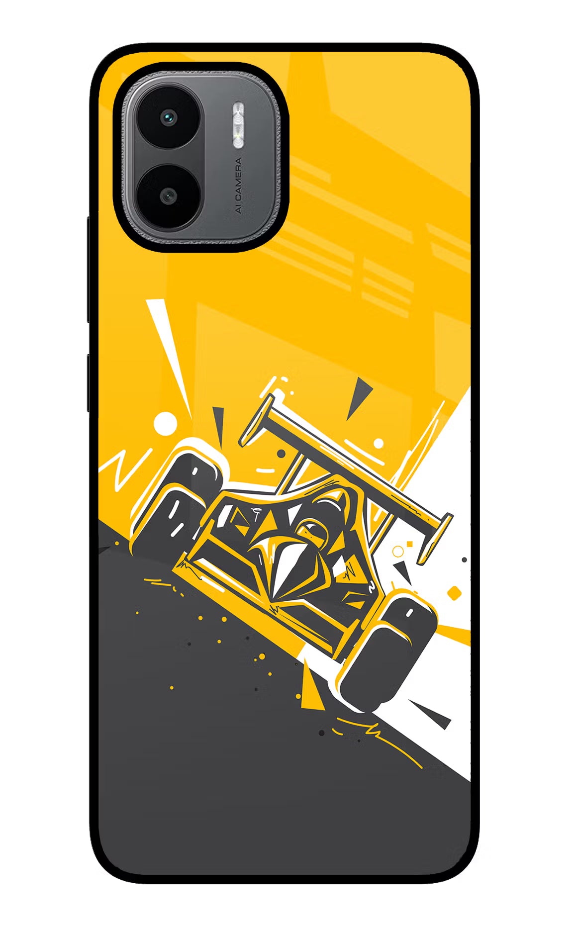 Track King Redmi A1/A2 Glass Case Back Cover by Casekaro