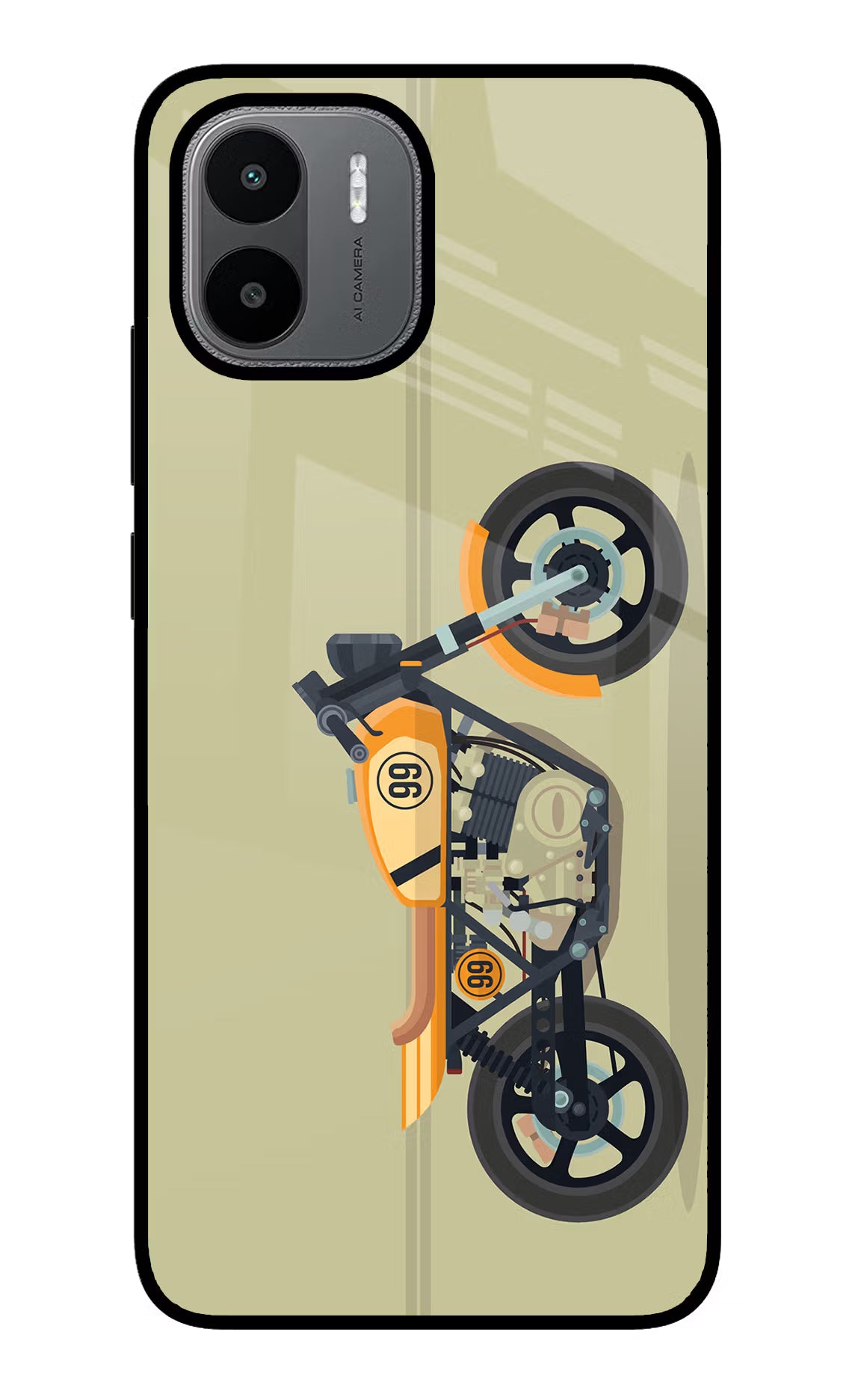 Vertical Speedster Redmi A1/A2 Glass Case Back Cover by Casekaro