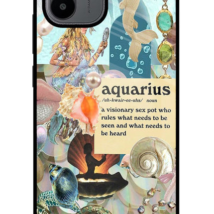 Aquarius Zodiac Redmi A1/A2 Glass Case Back Cover by Casekaro