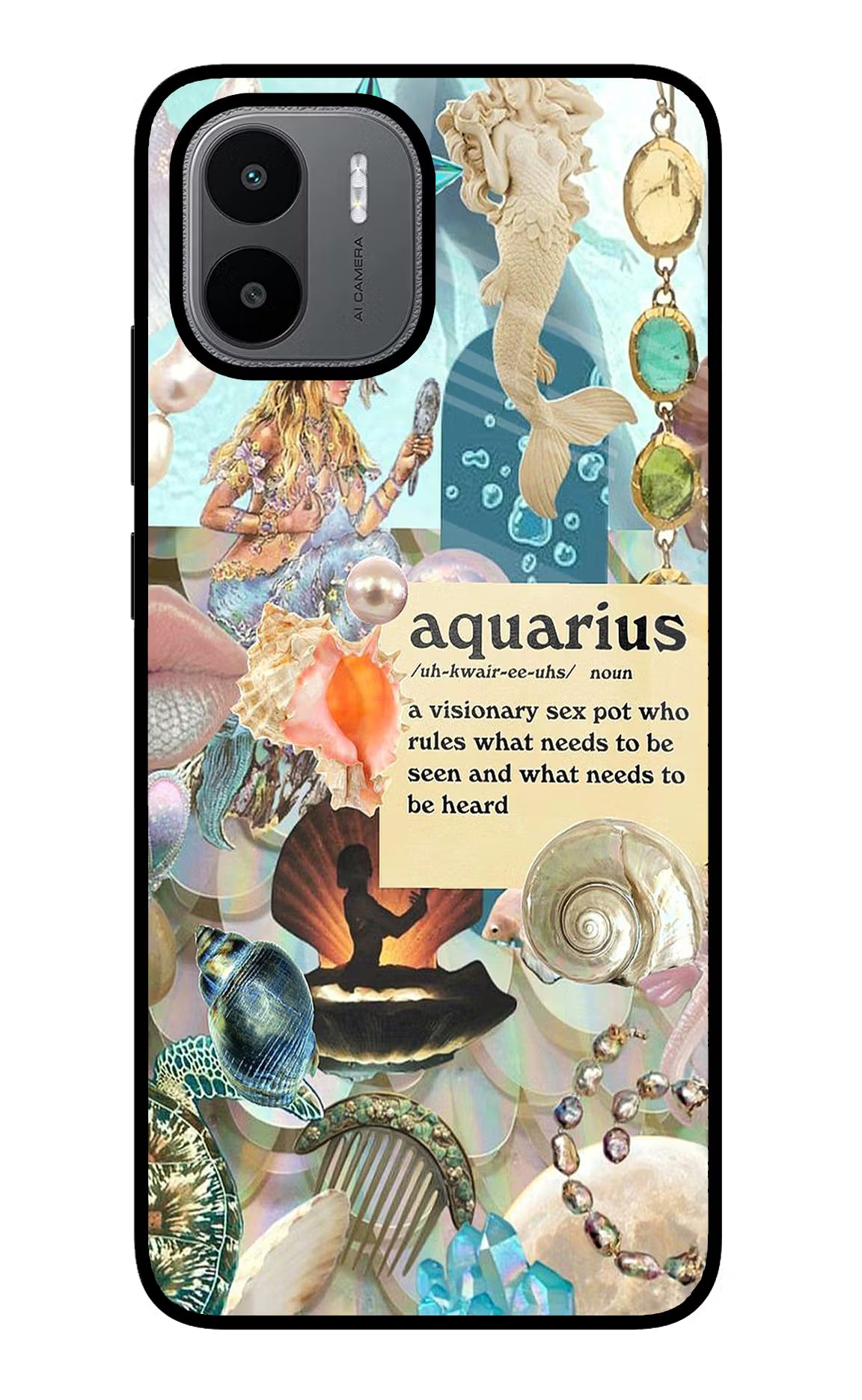 Aquarius Zodiac Redmi A1/A2 Glass Case Back Cover by Casekaro