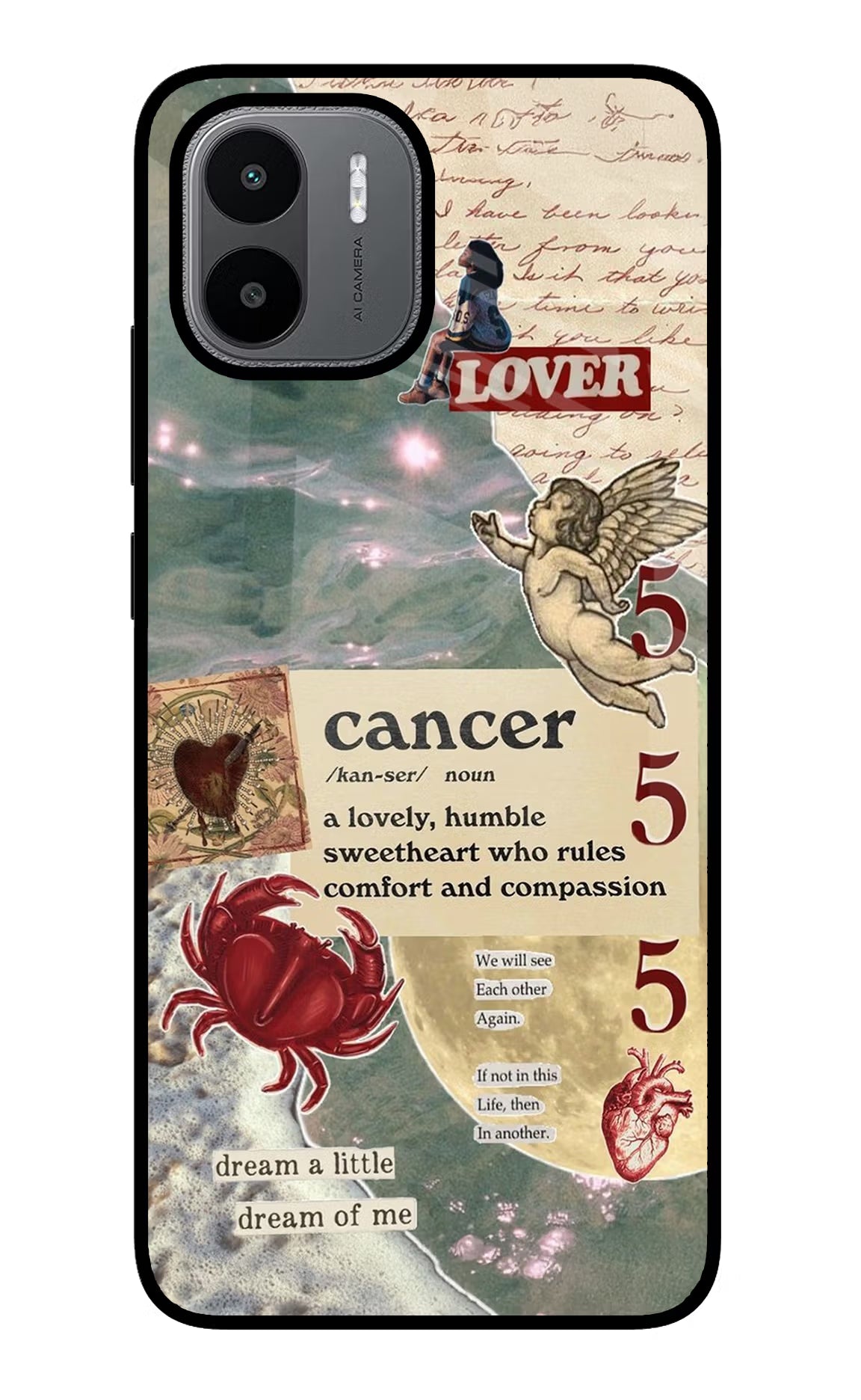 Cancer Zodiac Redmi A1/A2 Glass Case Back Cover by Casekaro