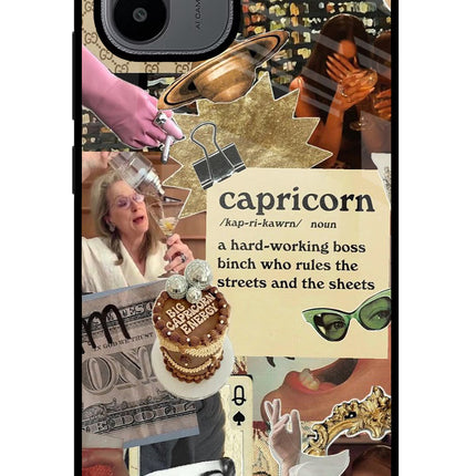 Capricorn Zodiac Redmi A1/A2 Glass Case Back Cover by Casekaro