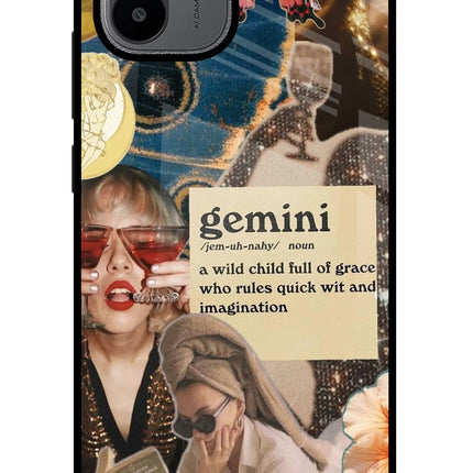 Gemini Zodiac Redmi A1/A2 Glass Case Back Cover by Casekaro