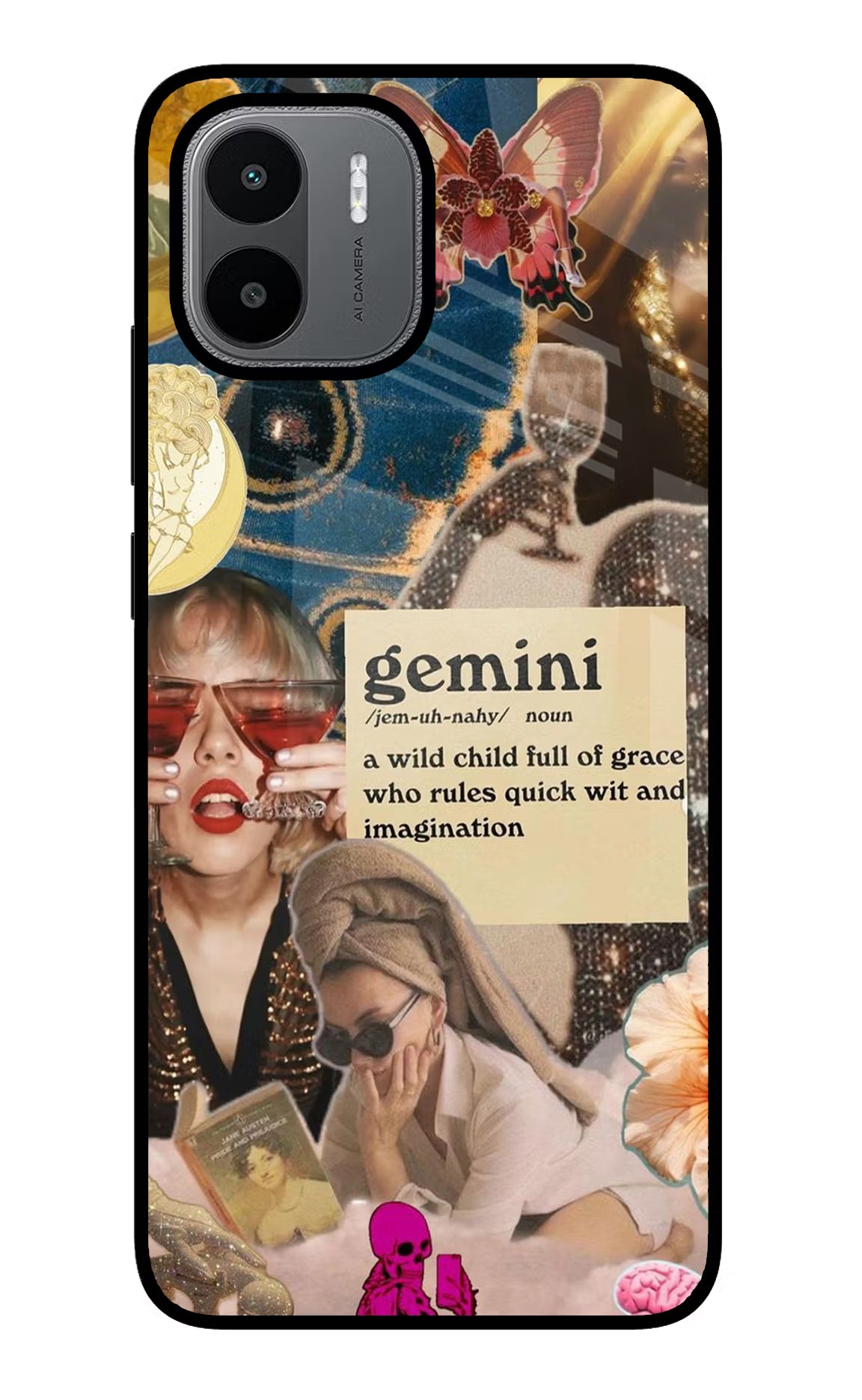 Gemini Zodiac Redmi A1/A2 Glass Case Back Cover by Casekaro