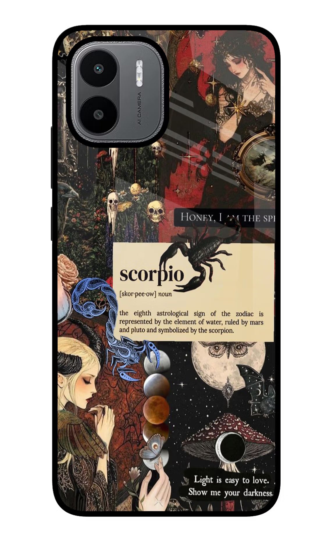 Scorpio Zodiac Redmi A1/A2 Glass Case Back Cover by Casekaro