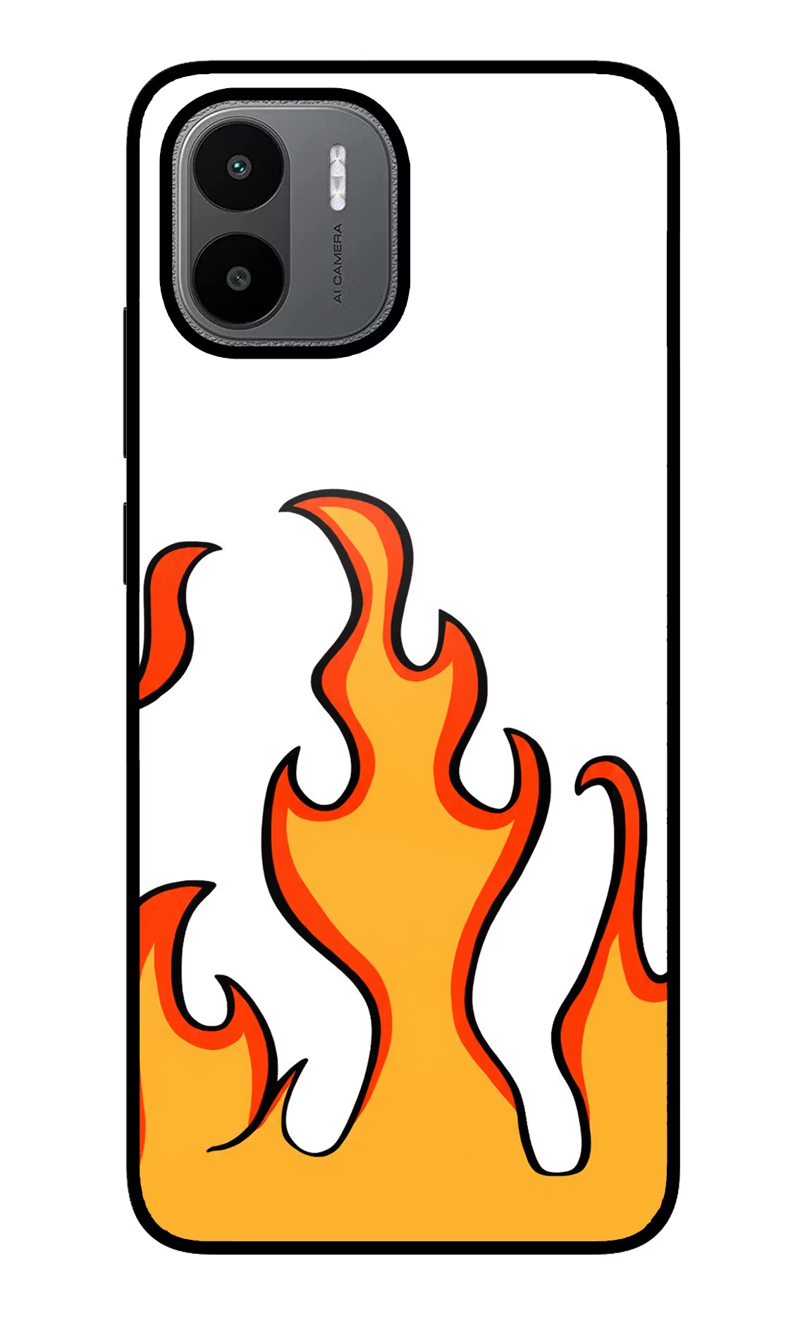 Fired Up – White Redmi A1/A2 Glass Case Back Cover by Casekaro