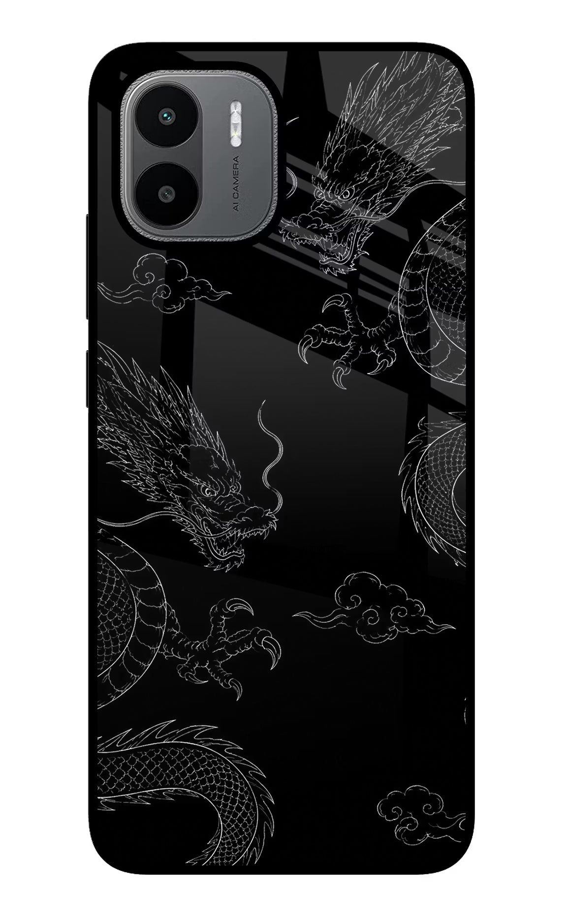 Twin Dragons Redmi A1/A2 Glass Case Back Cover by Casekaro