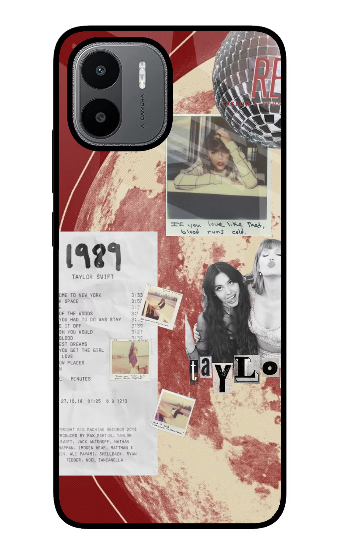Taylor Swift Redmi A1/A2 Glass Case Back Cover by Casekaro