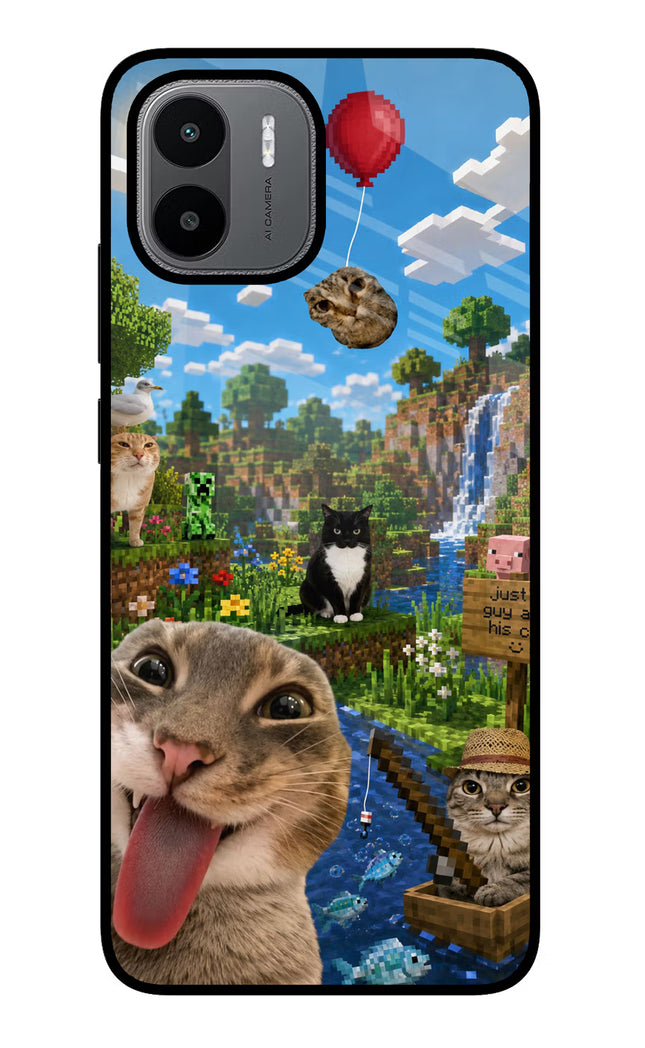Minecraft Cat Chaos Redmi A1/A2 Glass Case
