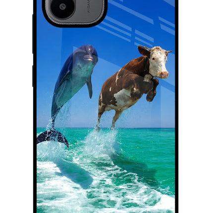 Dolphin vs Cow Redmi A1/A2 Glass Case
