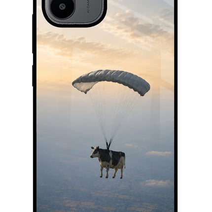 Skydiving Cow Redmi A1/A2 Glass Case