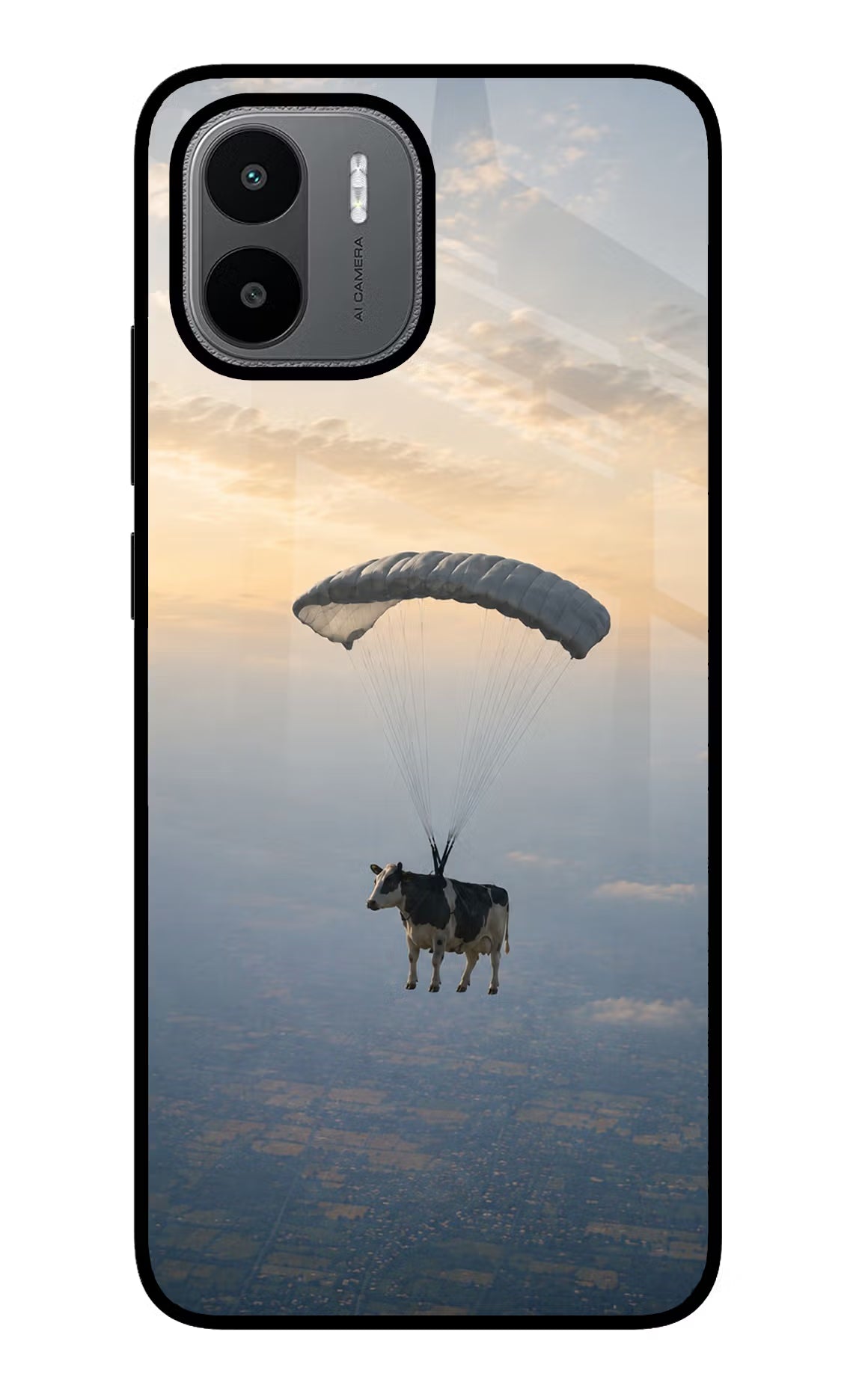 Skydiving Cow Redmi A1/A2 Glass Case