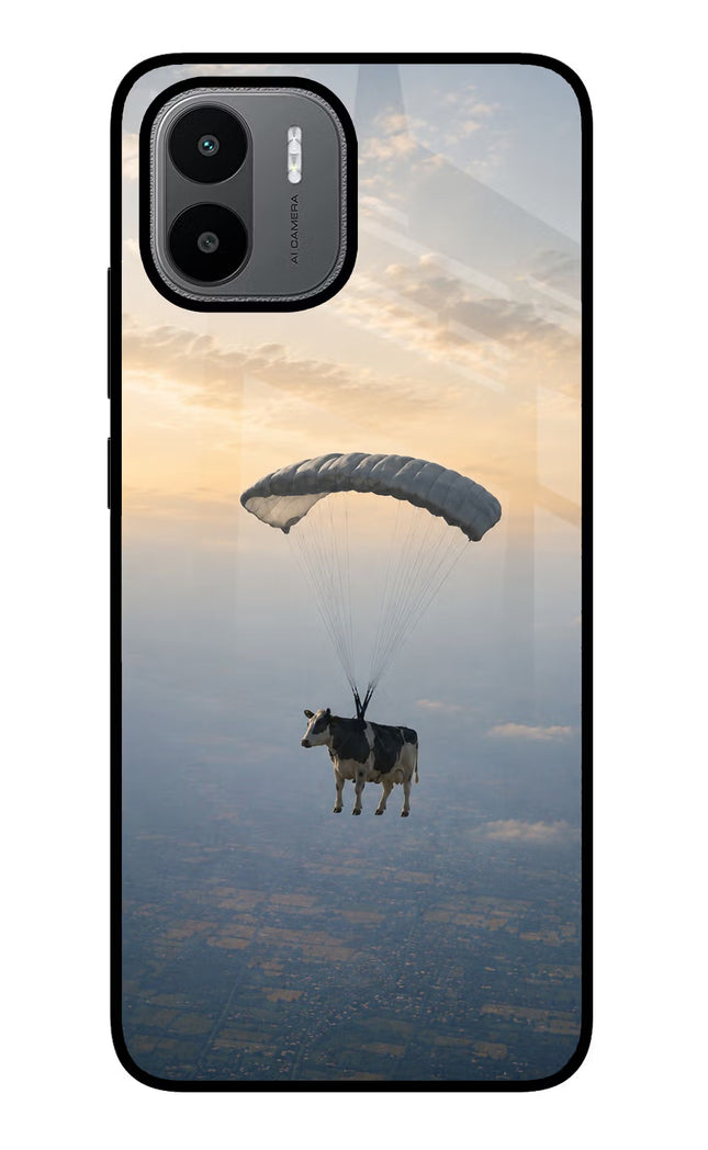 Skydiving Cow Redmi A1/A2 Glass Case