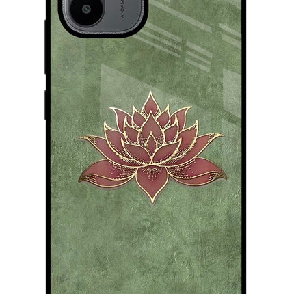 Lotus Grace Redmi A1/A2 Glass Case Back Cover by Casekaro