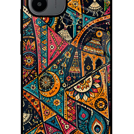 Folk Print Redmi A1/A2 Glass Case
