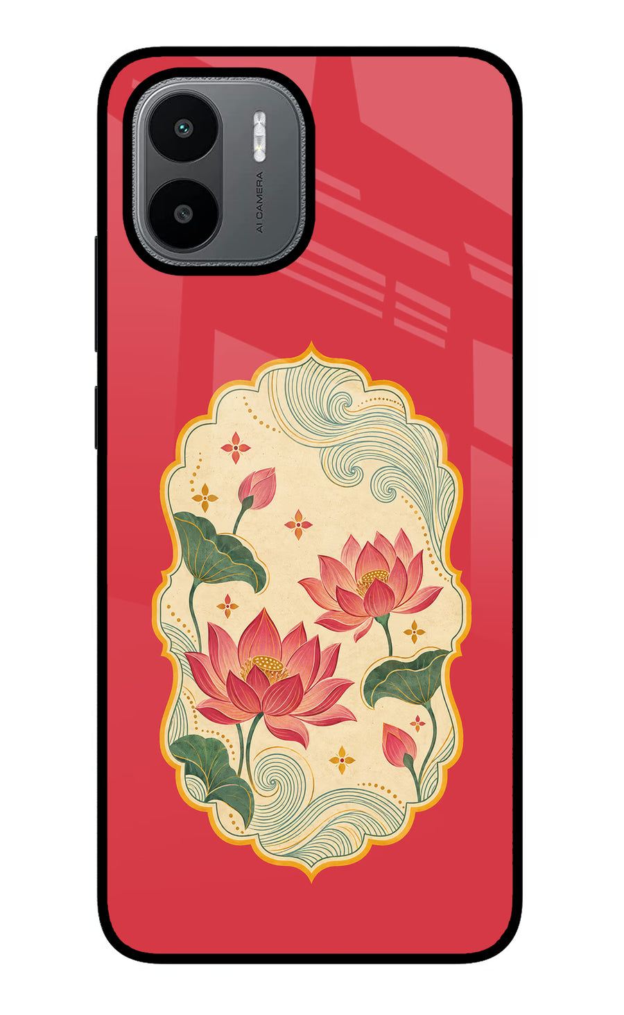 Pink Lotus Redmi A1/A2 Back Cover, Glass case