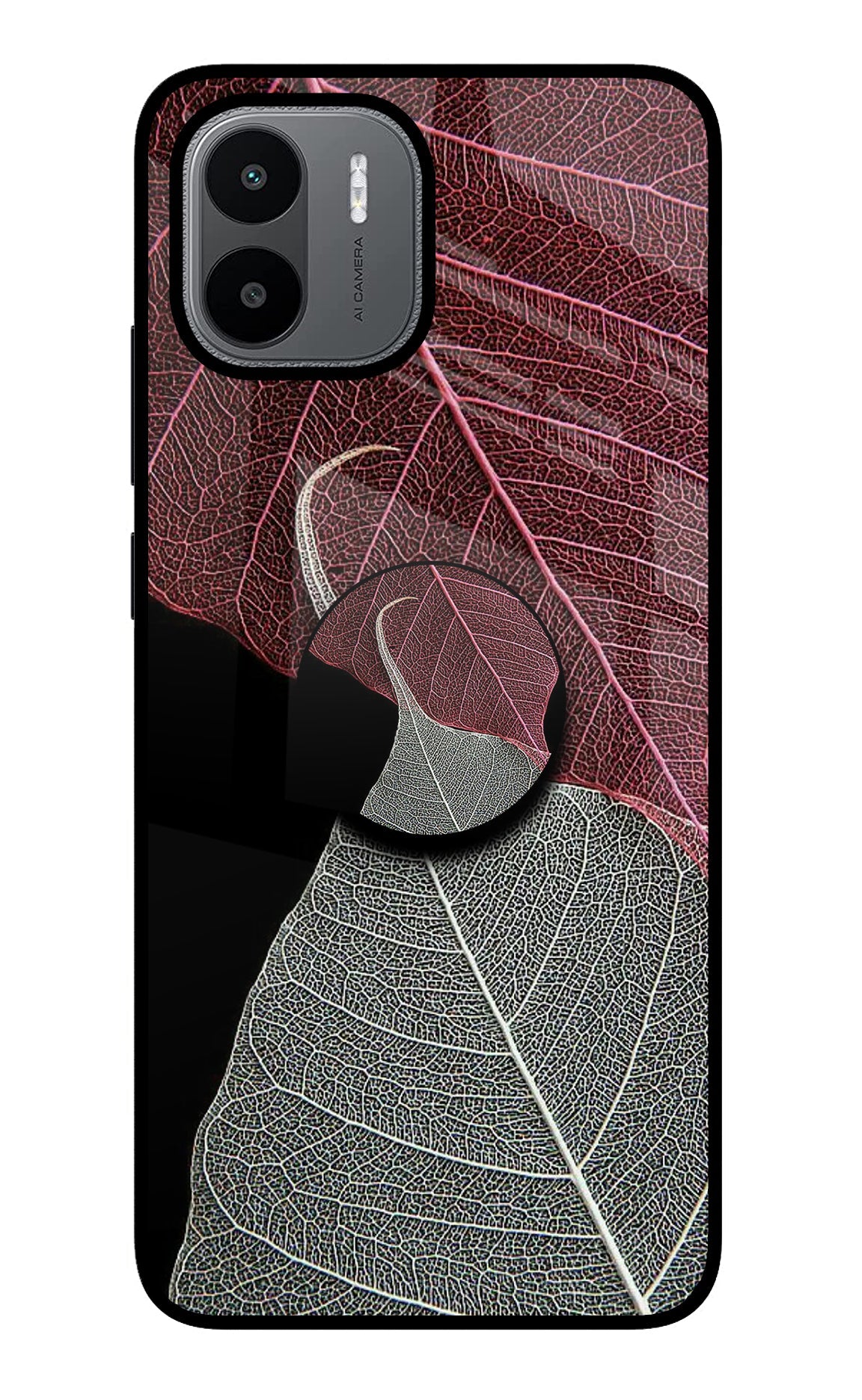 Leaf Pattern Redmi A1/A2 Glass Case