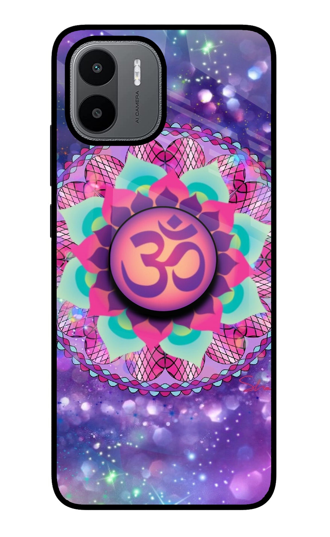 Om Purple Redmi A1/A2 Glass Case