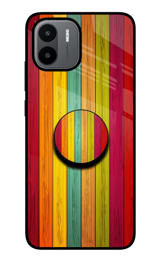 Multicolor Wooden Redmi A1/A2 Glass Case