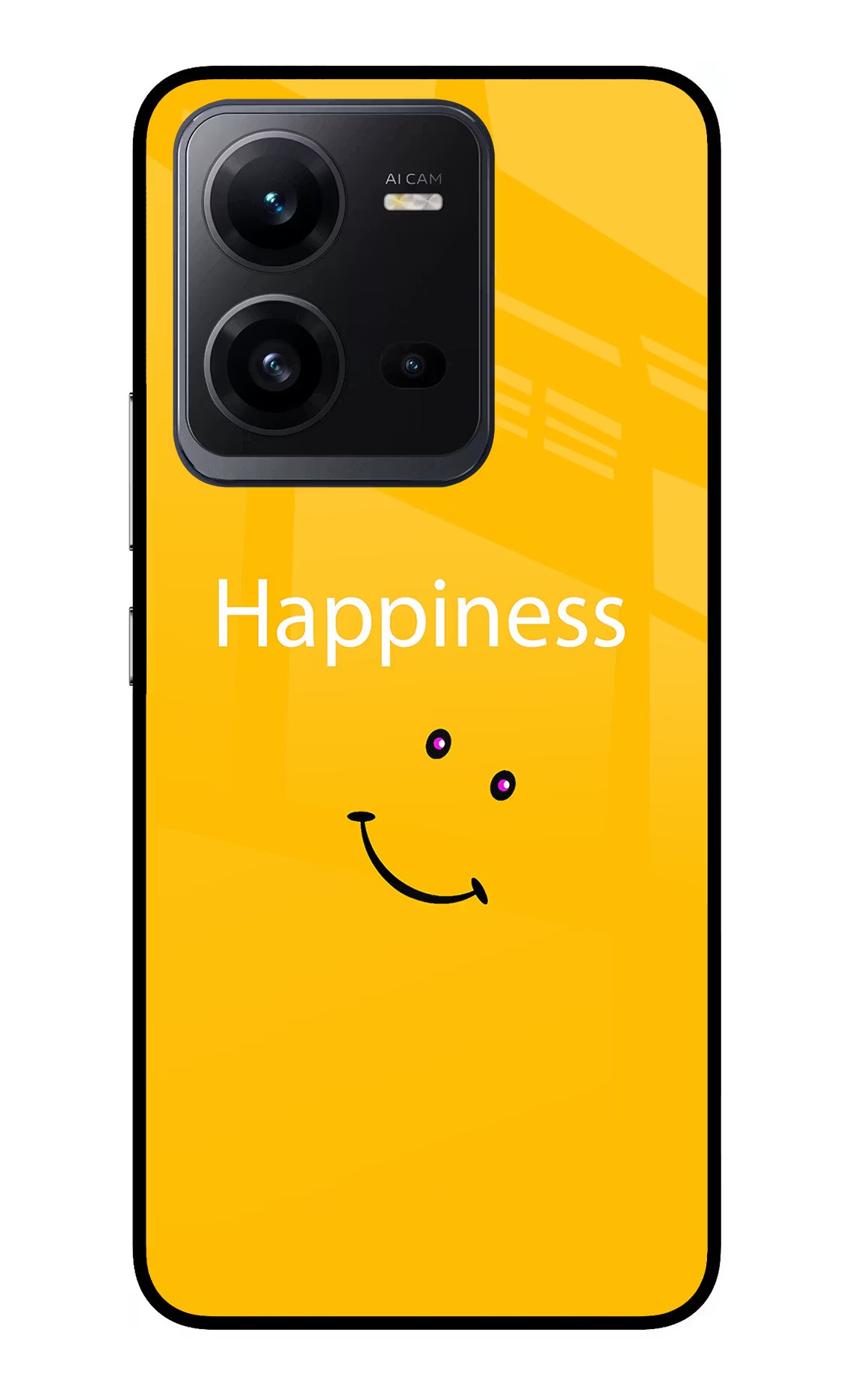 Happiness With Smiley Vivo V25 5G Glass Case Back Cover by Casekaro