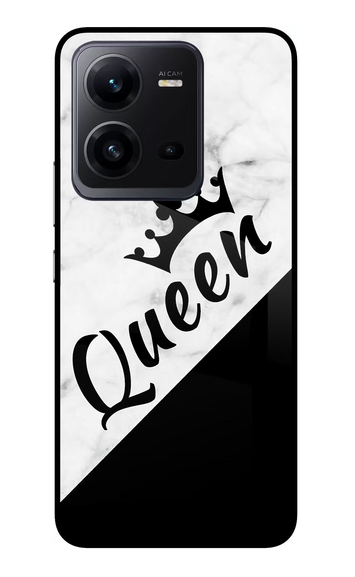 Queen Vivo V25 5G Glass Case Back Cover by Casekaro