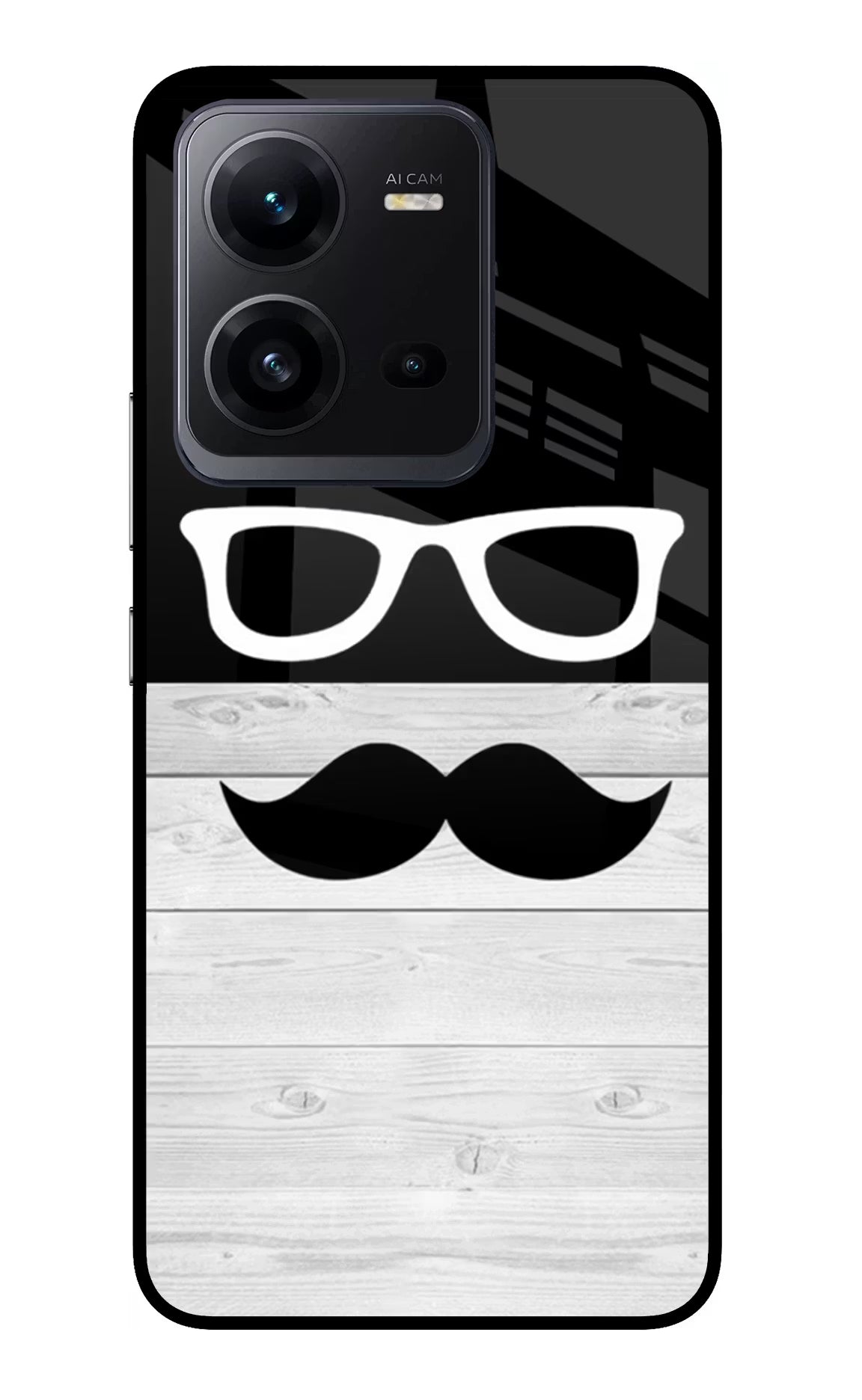 Mustache Vivo V25 5G Glass Case Back Cover by Casekaro