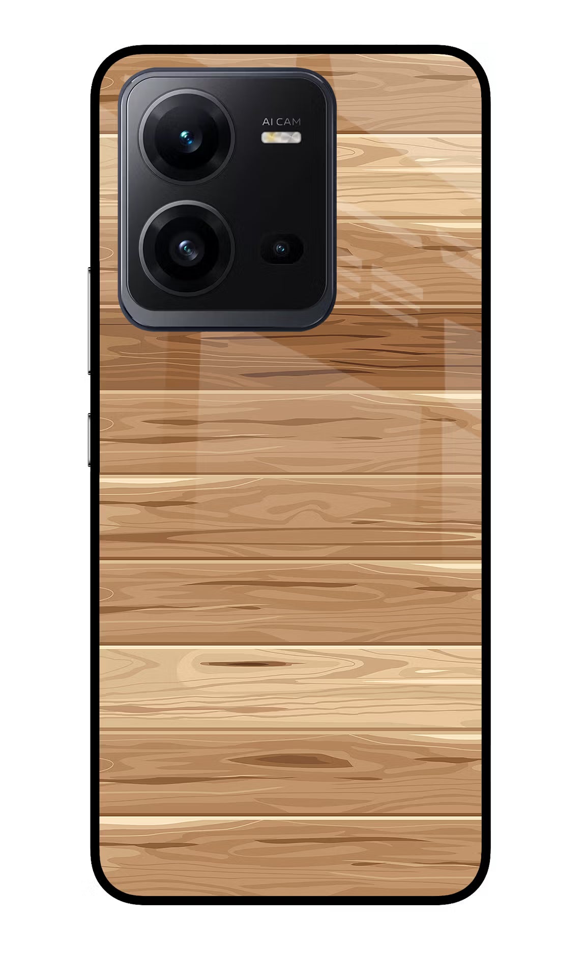Wooden Vector Vivo V25 5G Glass Case Back Cover by Casekaro