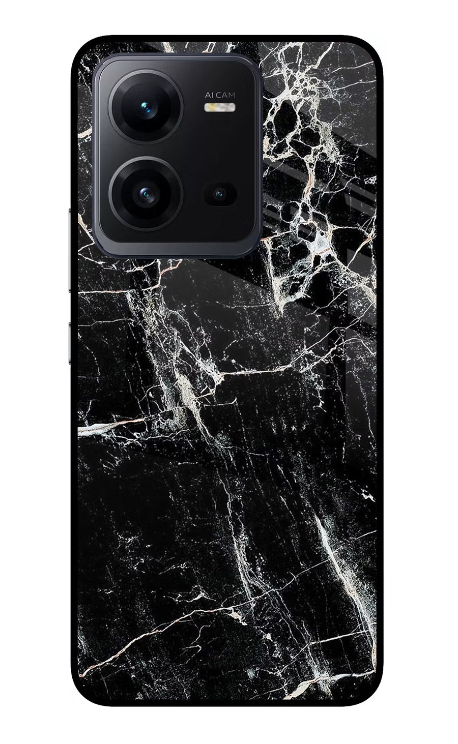Black Marble Texture Vivo V25 5G Back Cover, Glass case