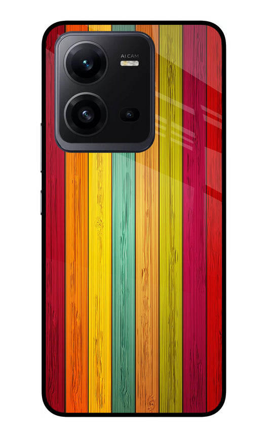 Multicolor Wooden Vivo V25 5G Glass Case