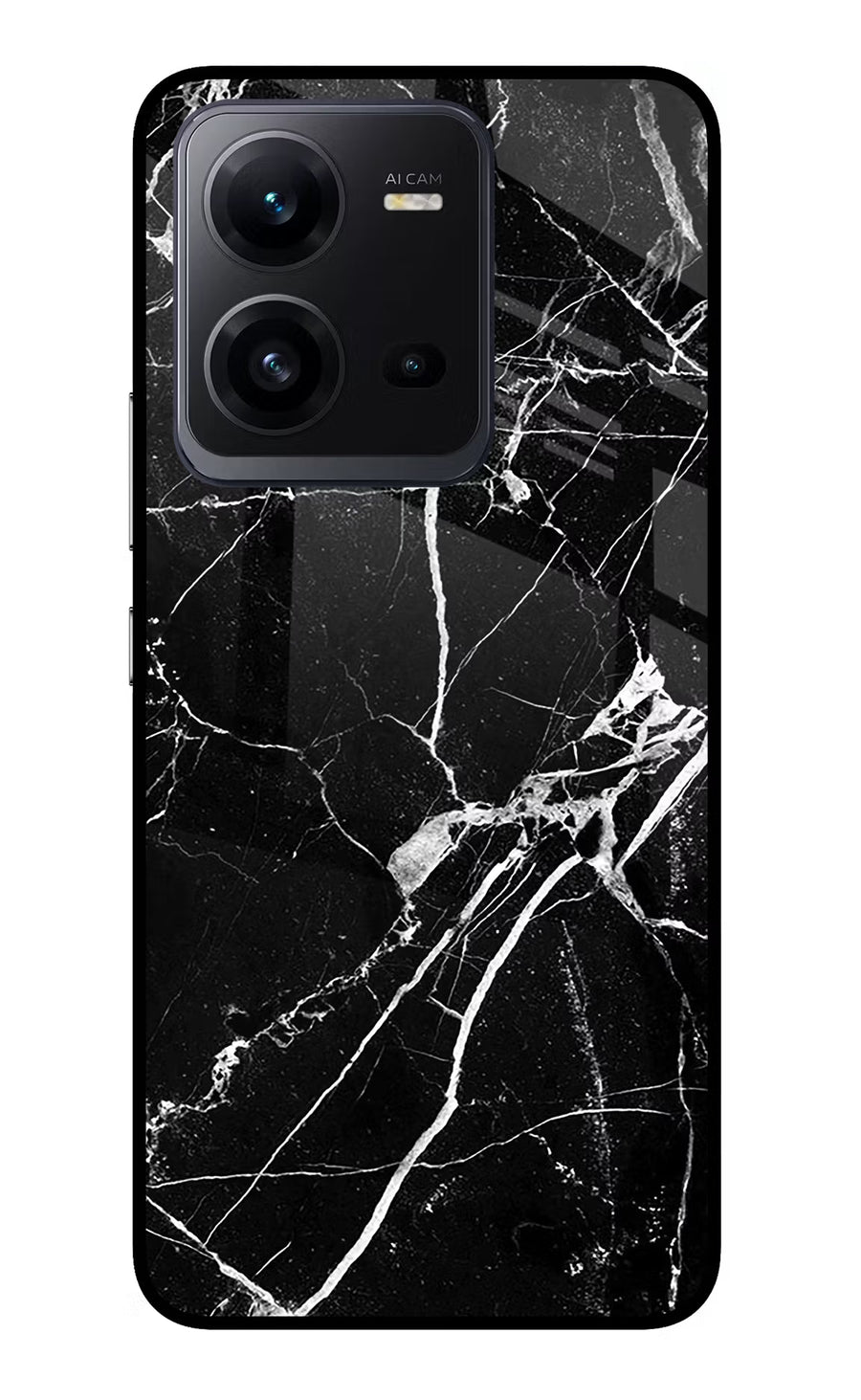 Black Marble Pattern Vivo V25 5G Back Cover, Glass case