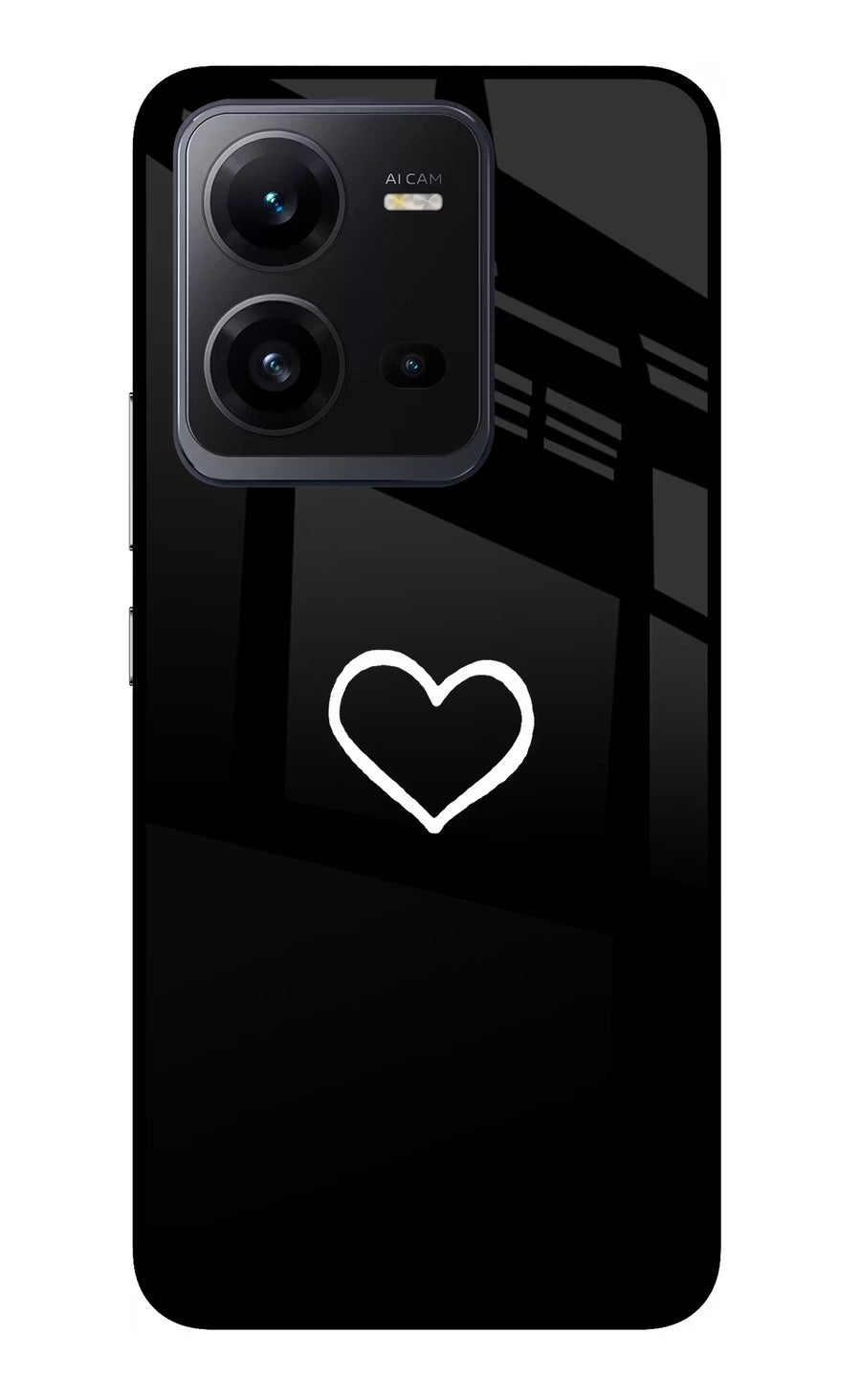 Heart Vivo V25 5G Back Cover, Glass case