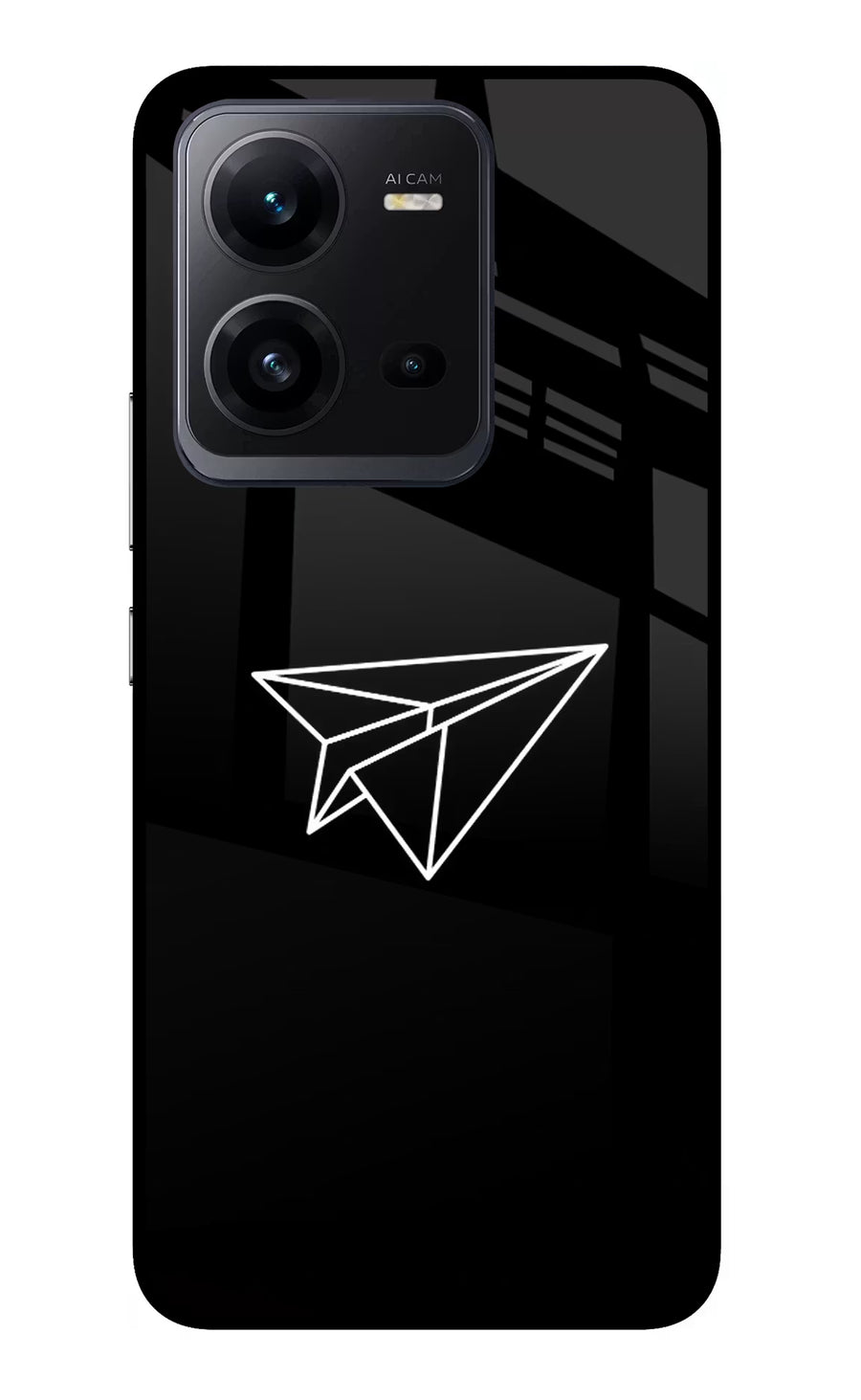 Paper Plane White Vivo V25 5G Back Cover, Glass case