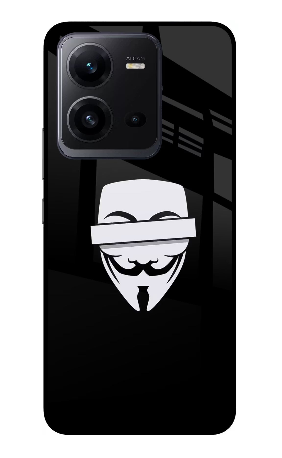 Anonymous Face Vivo V25 5G Glass Case Back Cover by Casekaro