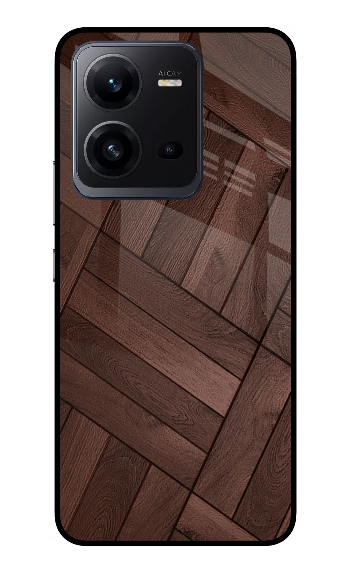 Wooden Texture Design Vivo V25 5G Glass Case Back Cover by Casekaro