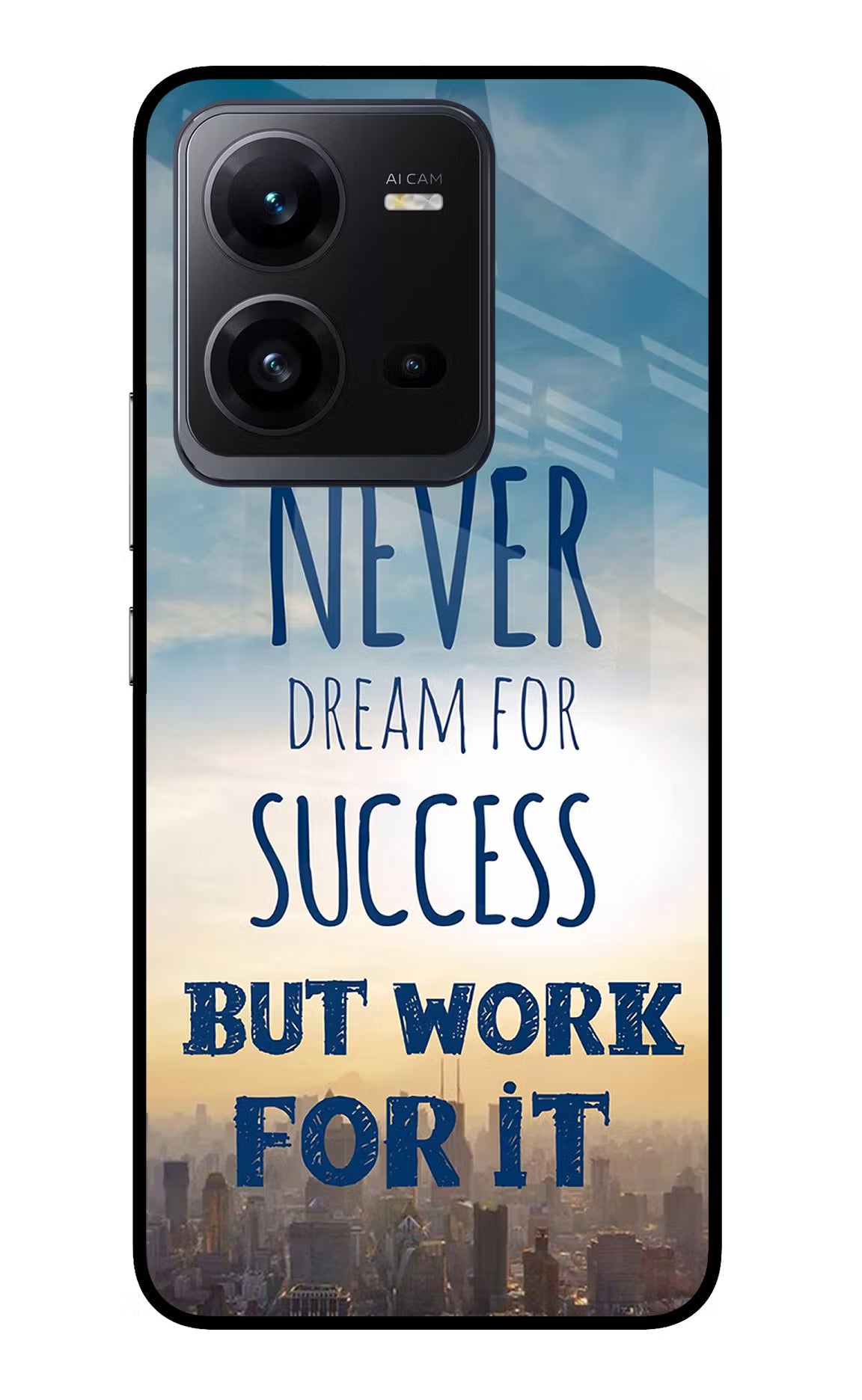 Never Dream For Success But Work For It Vivo V25 5G Glass Case Back Cover by Casekaro