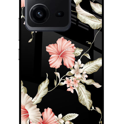 Flowers Vivo V25 5G Glass Case Back Cover by Casekaro